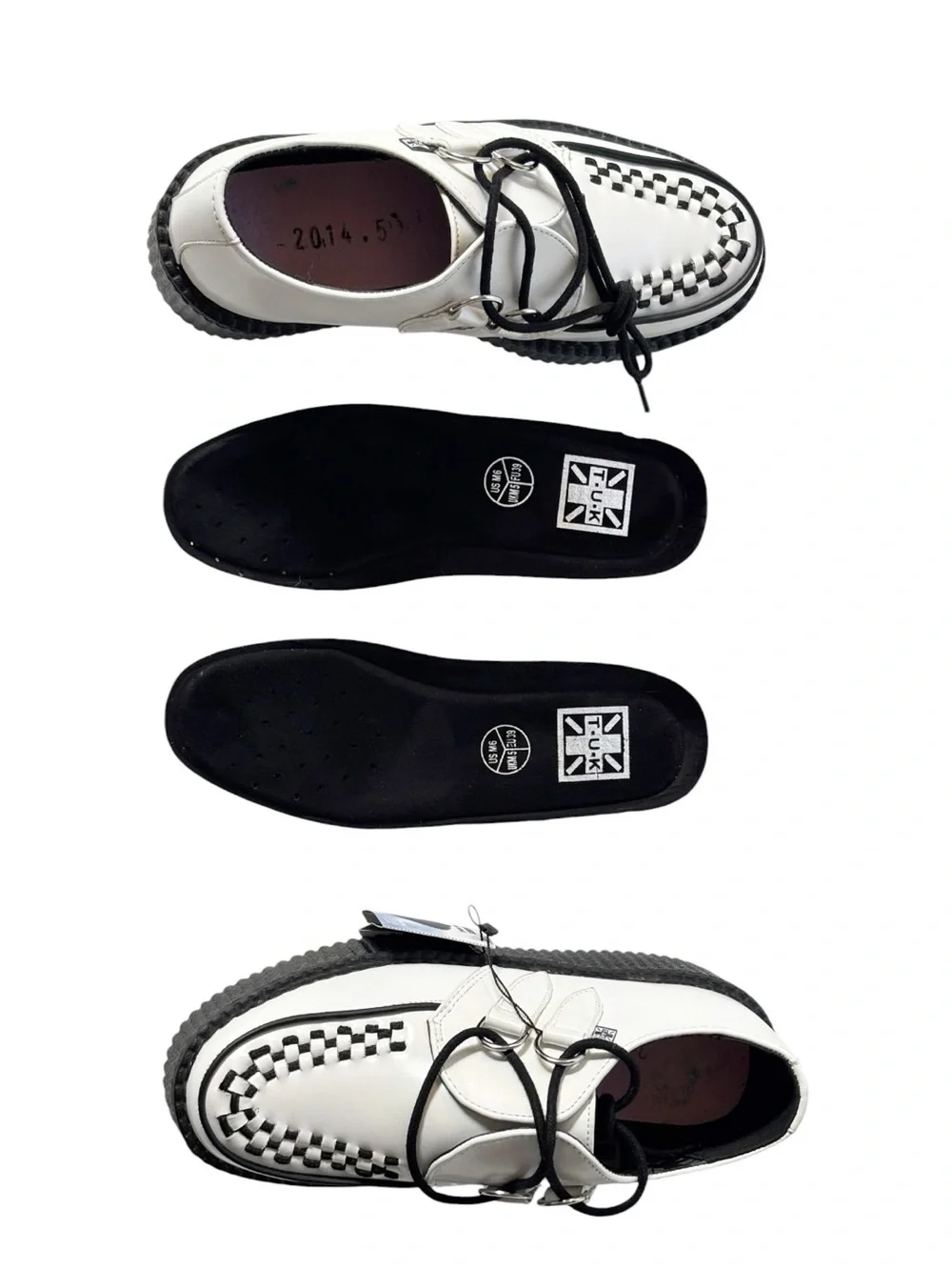 T.U.K. White Leather Viva Mondo Creeper | size 8W